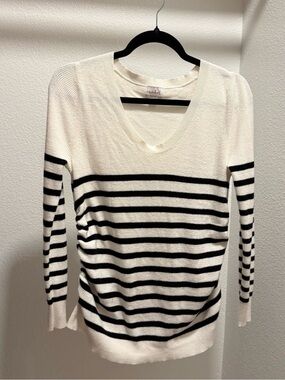 Isabel Maternity by Ingrid & Isabel Black and White Striped V-Neck Sweater